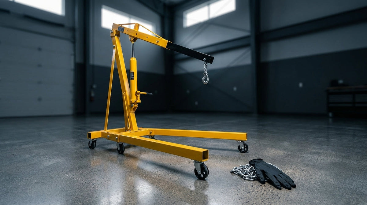 2,000 Lb. Capacity Engine Hoist with Telescopic Legs — Lifestyle