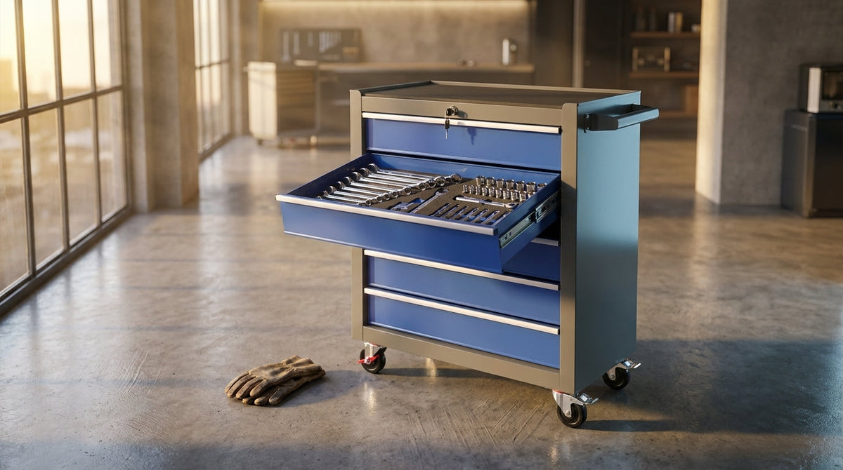 5 Drawers Rolling Tool Chest with Wheels, Rolling Tool Chest, Portable Rolling Tool Box on Wheels, Tool Chest Organizer for Garage, Workshop, Home Crafts Use Blue as Shown — Lifestyle
