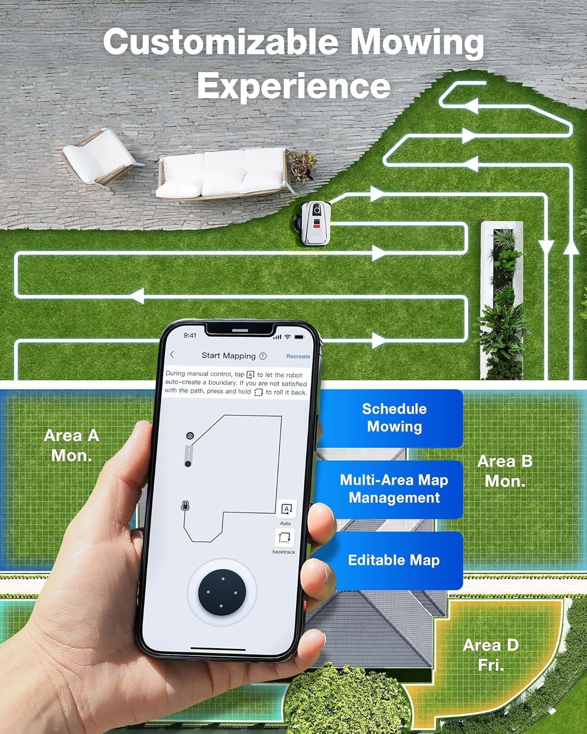 ECOVACS Goat A3000 Lidar PRO Robotic Lawn Mower, Dual Lidar Navigation