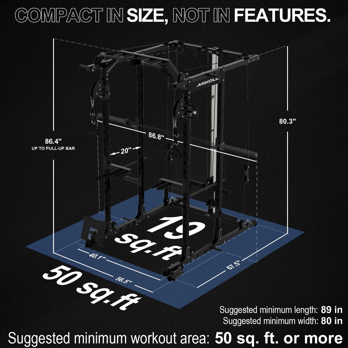 Power Rack Cage, 1500LBS Weight Cage with 800LB Capacity Adjustable Weight Bench, 1500LB Capacity Barbell and 260LB Weight Plate Set