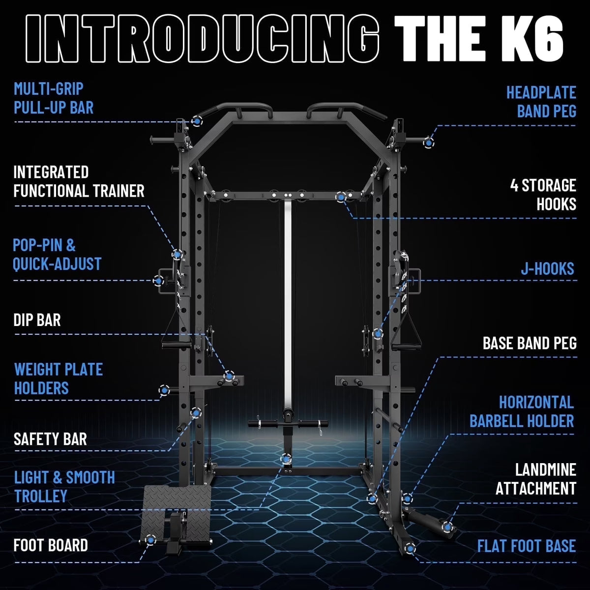 Power Rack Cage, 1500LBS Weight Cage with 800LB Capacity Adjustable Weight Bench, 1500LB Capacity Barbell and 260LB Weight Plate Set