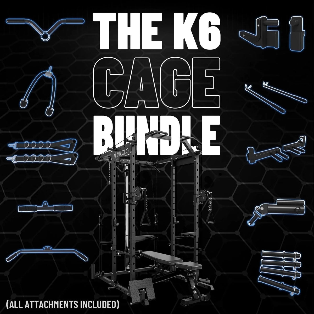 Power Rack Cage, 1500LBS Weight Cage with 800LB Capacity Adjustable Weight Bench, 1500LB Capacity Barbell and 260LB Weight Plate Set