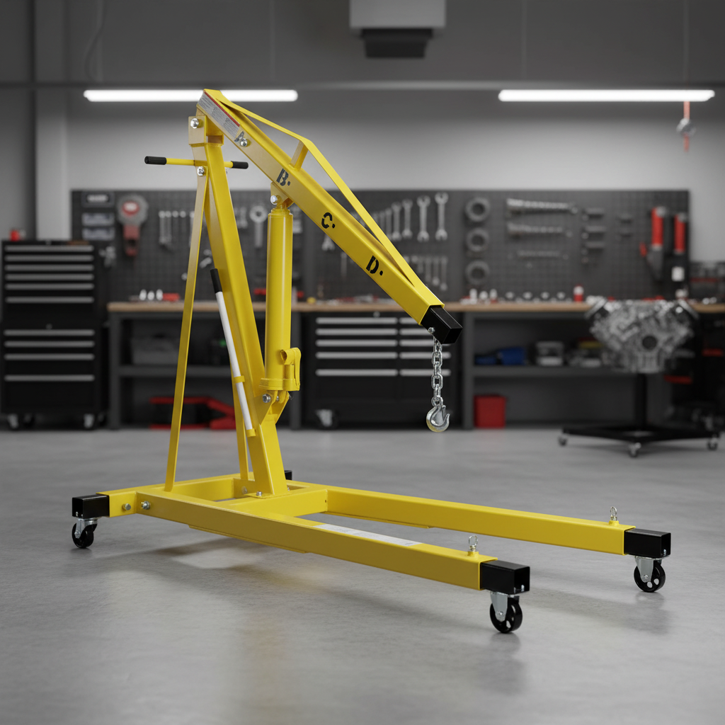 Engine Hoist Designed for Heavy Lifting, 2000 Lb Capacity, Telescopic Legs, Manual Hydraulic System
